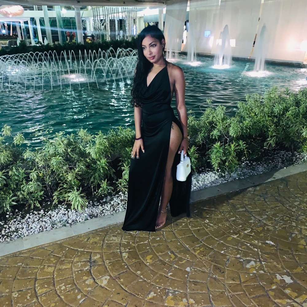 Dress with two side slits